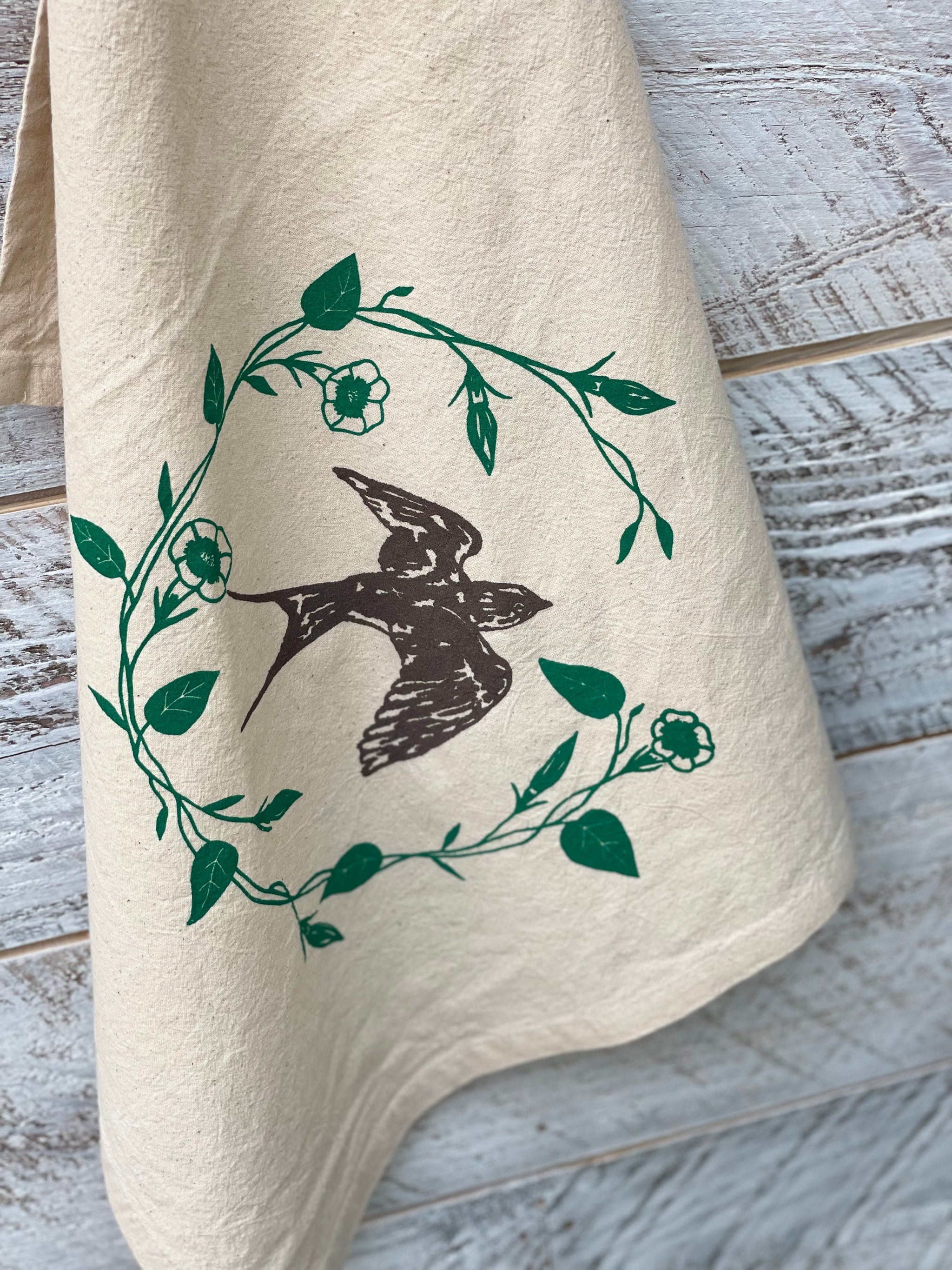 Barn Swallow Morning Glory - Tea Towel