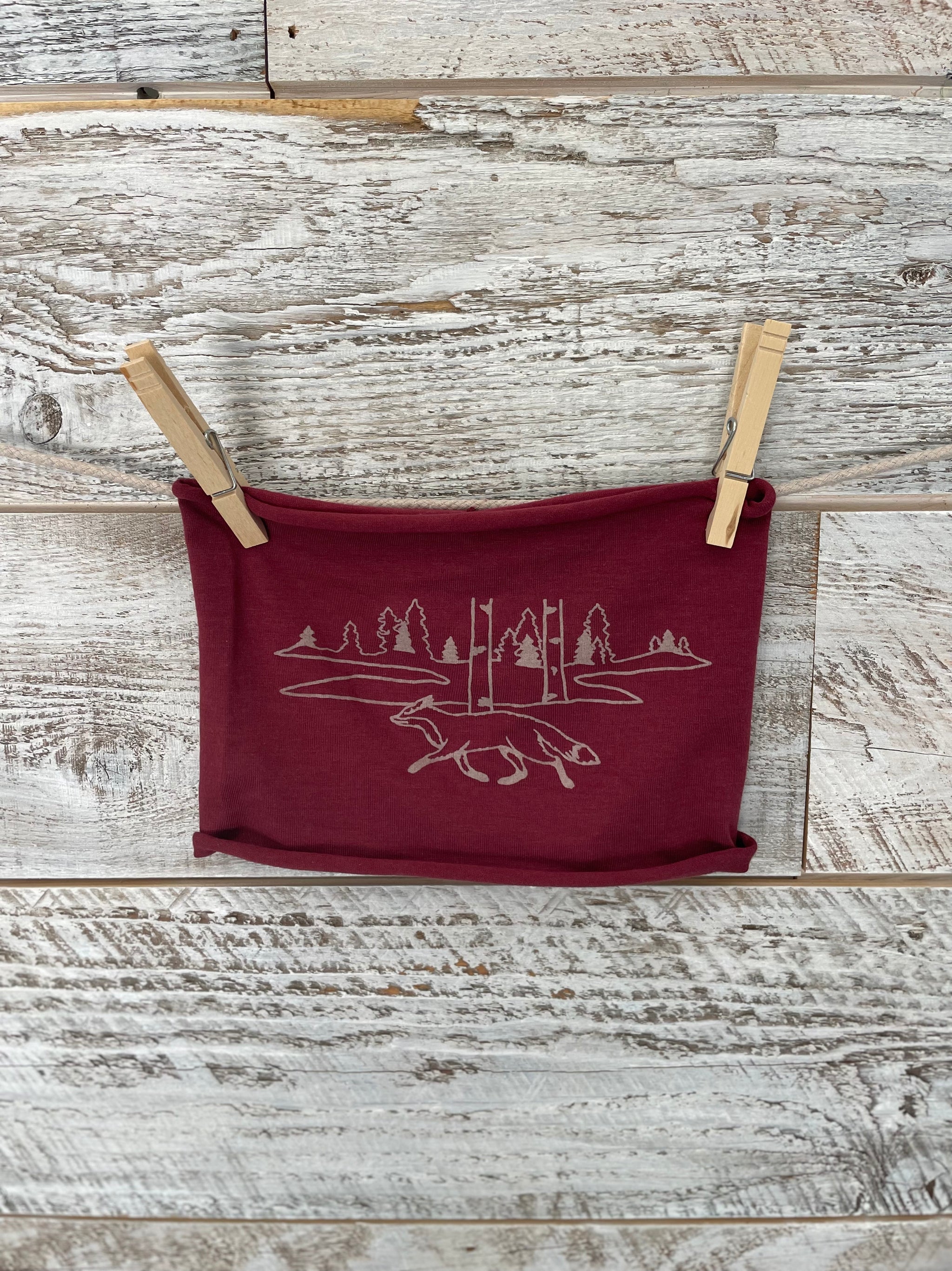 Fox and Birches Headband - Maroon