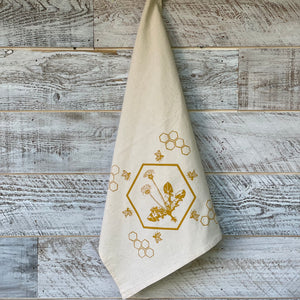 Dandelion with Honeycomb Bees - Tea Towel