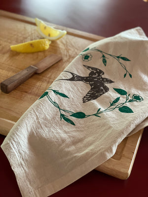 Barn Swallow Morning Glory - Tea Towel