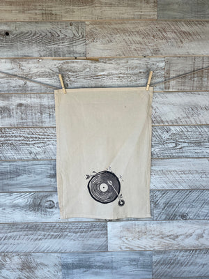 Wooden Stump Record Player - Tea Towel