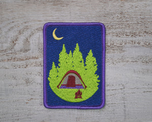 Embroidered Iron On Patch Camping under the Moon