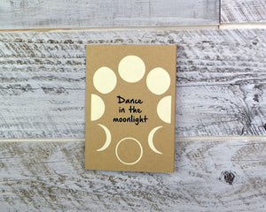 Birthday Card, Moon Phase, Dance, Encouragement Card, Blank Card, Recycled Paper, Compostable Plastic, Eco Friendly