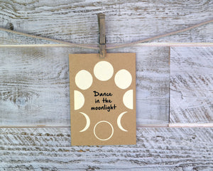 Birthday Card, Moon Phase, Dance, Encouragement Card, Blank Card, Recycled Paper, Compostable Plastic, Eco Friendly