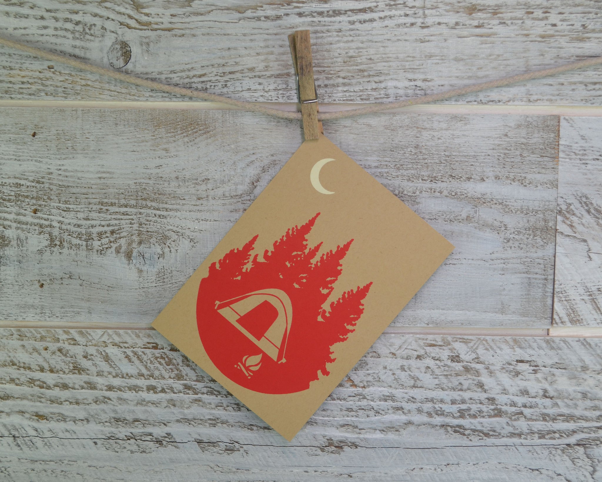 Camping, Hiking, Blank Card, Recycled Paper, Compostable Plastic, Eco Friendly, Red, Birthday Card, Kraft Paper, Envelope