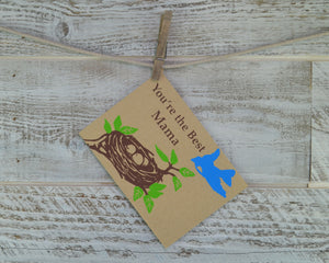 Mama Bird, Mothers Day, Mom Card, Mama, Spring Card, Blank Card, Recycled Paper, Kraft Paper, Compostable Plastic, Eco Friendly