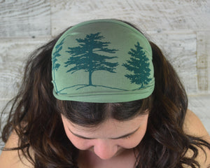 Pine Tree, Headband, Green, Yoga Band, Hiking Band, Wide Band, Jersey Cotton, Hiker, Nature Lover, Woodland, Forest, Appalachian Trail
