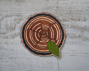 Stump, Tree, Wood, Nature Patch, Outdoor Patch, Hiking Patch, Embroidered Patch, Wilderness Patch, Iron On Patch, Sew On Patch,