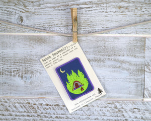 Embroidered Iron On Patch Camping under the Moon