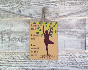 Yoga Card, Tree Pose, Mothers Day, Blank Card, Recycled Paper, Compostable Plastic, Environmentally Friendly, Birthday Card, For Her