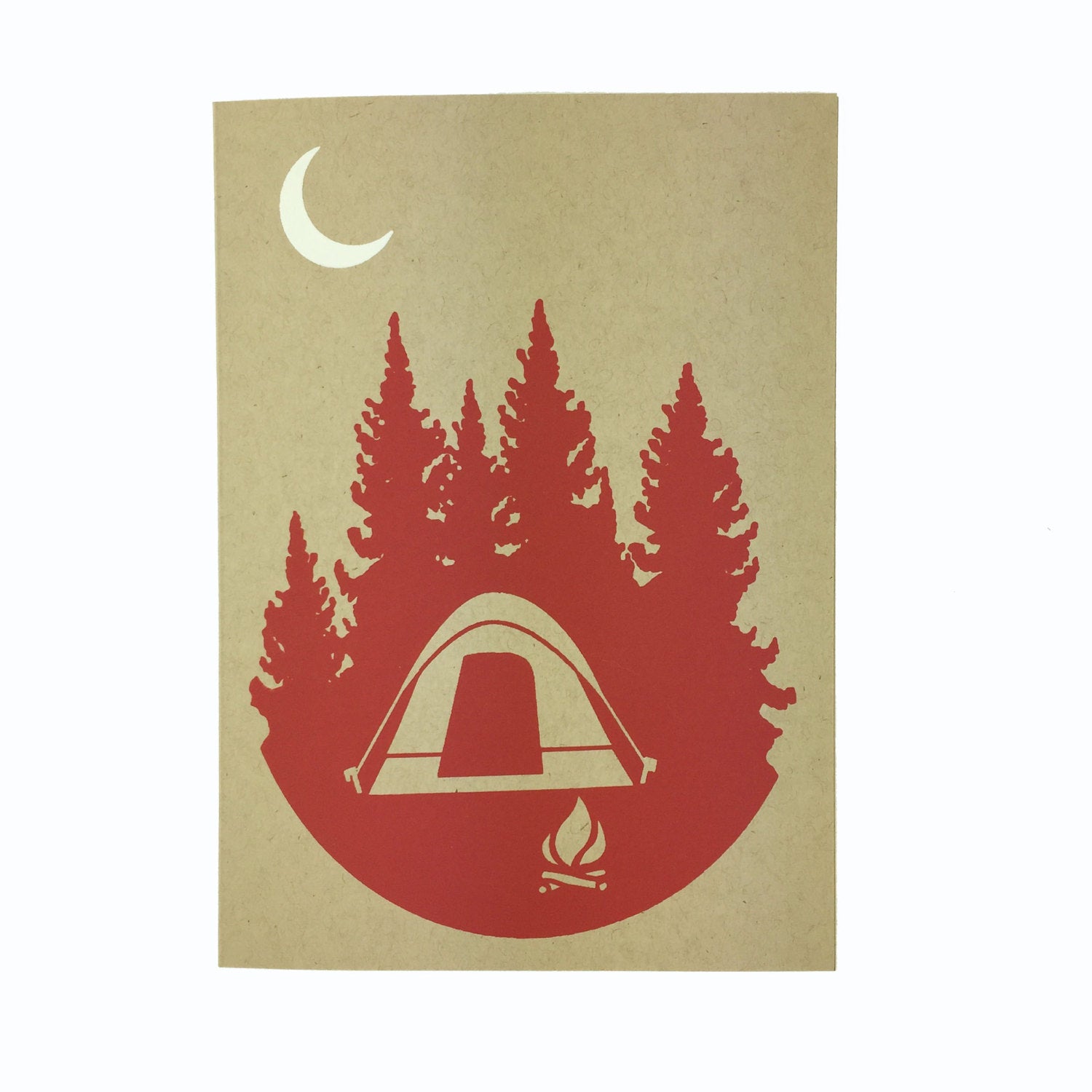 Camping, Hiking, Blank Card, Recycled Paper, Compostable Plastic, Eco Friendly, Red, Birthday Card, Kraft Paper, Envelope