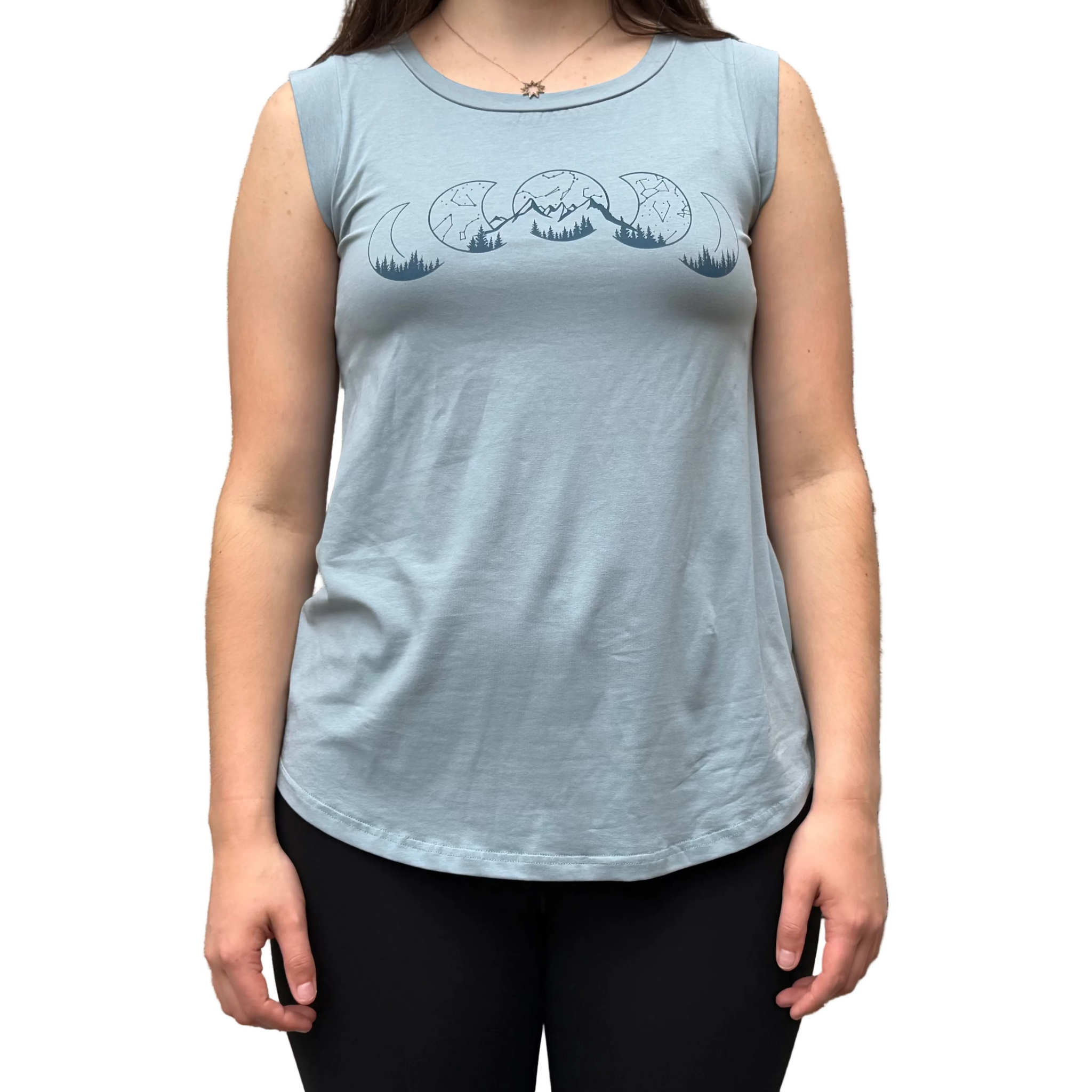 Moon Phase 🌘 Mountains  - Women’s Organic Cotton Cap Sleeve Tank Top