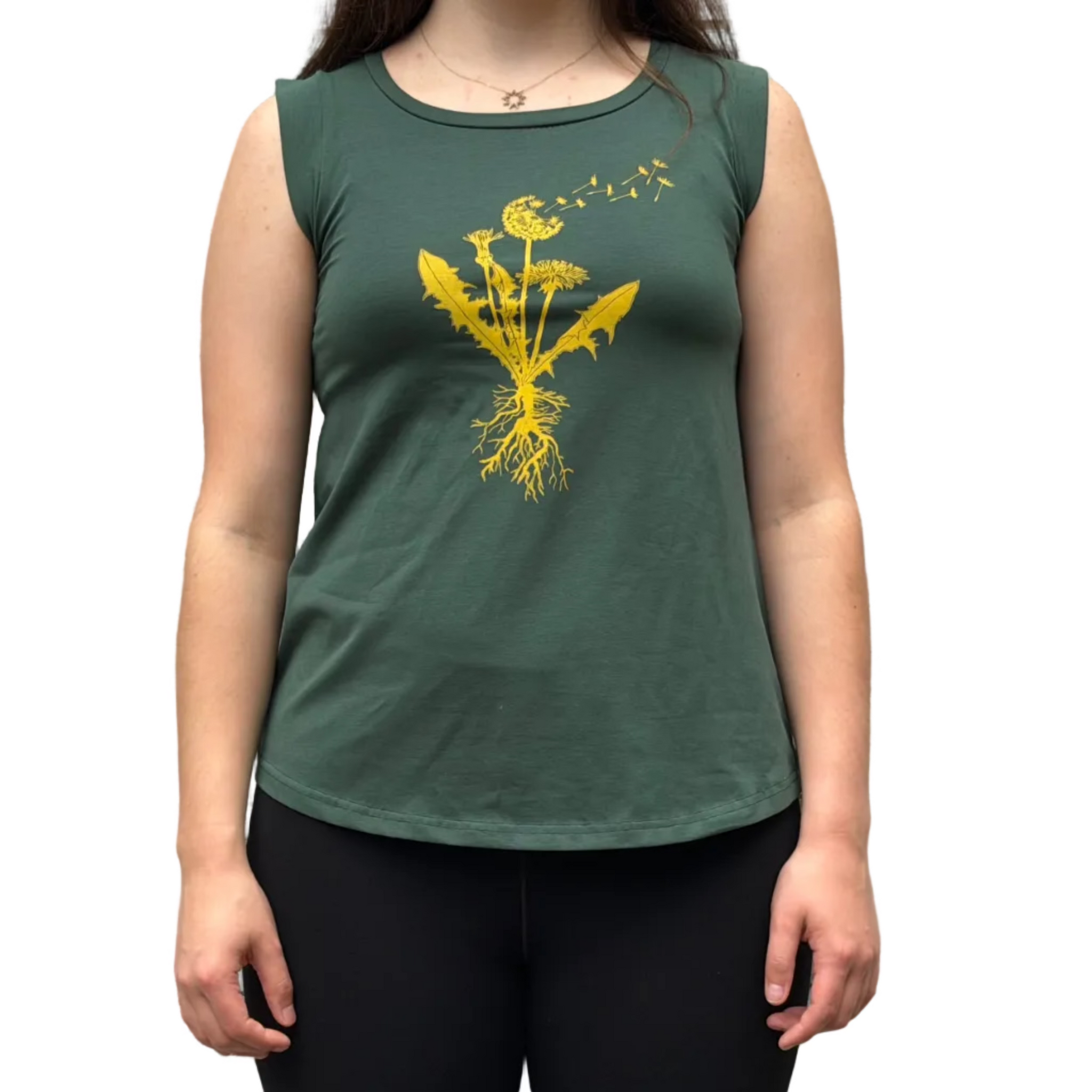 Rooted Dandelion Flower  - Women’s Organic Cotton Cap Sleeve Tank Top