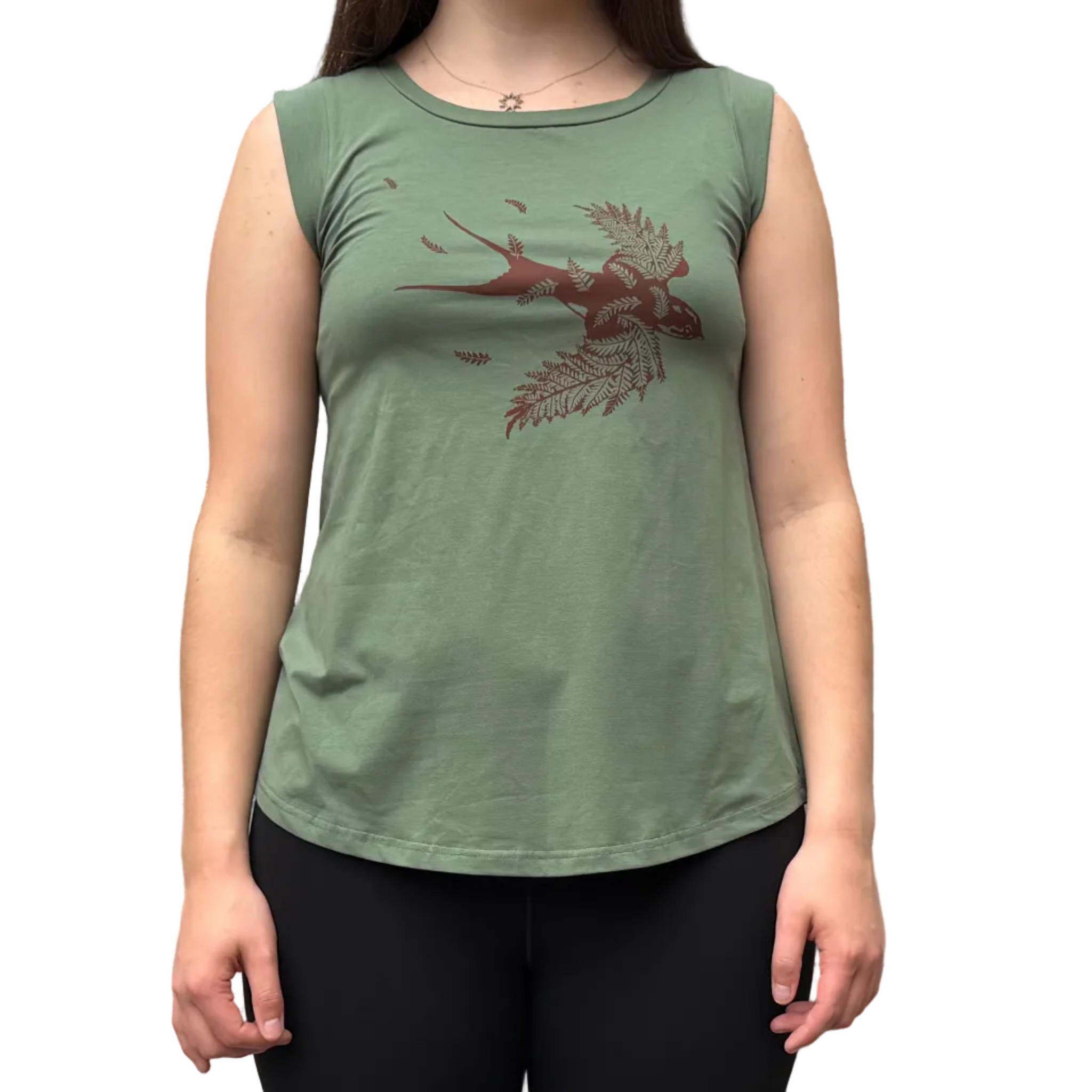 Fern Swallow  - Women’s Organic Cotton Cap Sleeve Tank Top