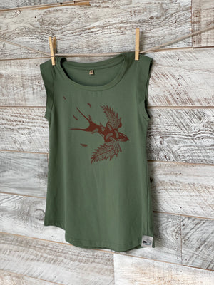 Fern Swallow  - Women’s Organic Cotton Cap Sleeve Tank Top