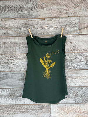 Rooted Dandelion Flower  - Women’s Organic Cotton Cap Sleeve Tank Top