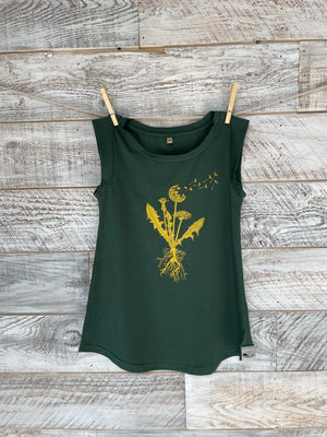 Rooted Dandelion Flower  - Women’s Organic Cotton Cap Sleeve Tank Top