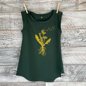 Rooted Dandelion Flower  - Women’s Organic Cotton Cap Sleeve Tank Top