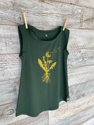 Rooted Dandelion Flower  - Women’s Organic Cotton Cap Sleeve Tank Top