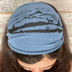 Feather Mountain Headband - Slate Blue
