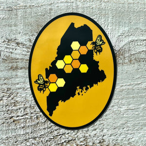 Bee Maine Honey Comb State Sticker