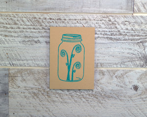 Fiddlehead, Mason Jar, Blank Card, Recycled Paper, Compostable Plastic, Eco Friendly, Birthday Card, Nature Lover