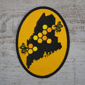 Bee Patch, Nature Patch, Wilderness Patch, Backpack Patch, Embroidered Patch, Iron On Patch, Sew on Patch, Maine, Honey Bee,