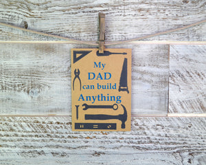 Fathers Day, Woodworker, Dad Birthday, Blank Card, Builder, Fixer, Recycled Paper, Compostable Plastic, Environmentally Friendly