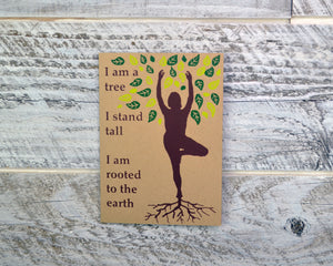 Yoga Card, Tree Pose, Mothers Day, Blank Card, Recycled Paper, Compostable Plastic, Environmentally Friendly, Birthday Card, For Her