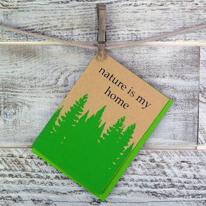 Nature Lover, Blank Card, Nature Home, Hiker, Recycled Paper, Compostable Plastic, Eco Friendly, Pine Trees, Get Well Card, Thinking of You