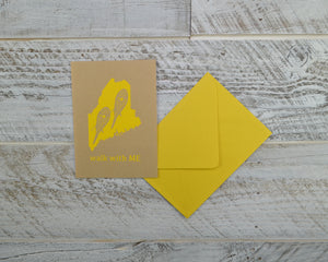Snowshoe, Blank Card, Maine Hikes, Appalachian Trail, Envelope, Silkscreened, Handprinted, Recycled Paper, Kraft Paper, Compostable Plastic
