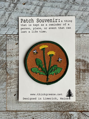 Dandelion Honey Bee Circle Patch - Embroidered Iron On