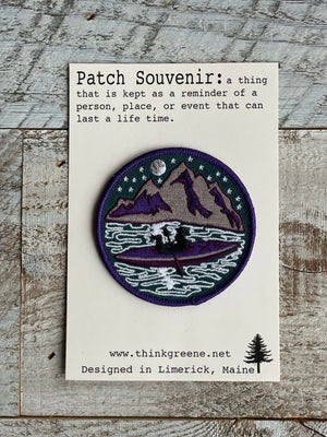 Kayaking with Dog Circle Patch - Embroidered Iron On