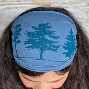 Woodland Pine Tree Headband - Blue